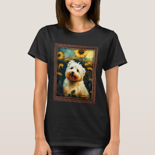 Coton De Tulear Painting Sunflower Flower Mom Wome Tシャツ (正面)
