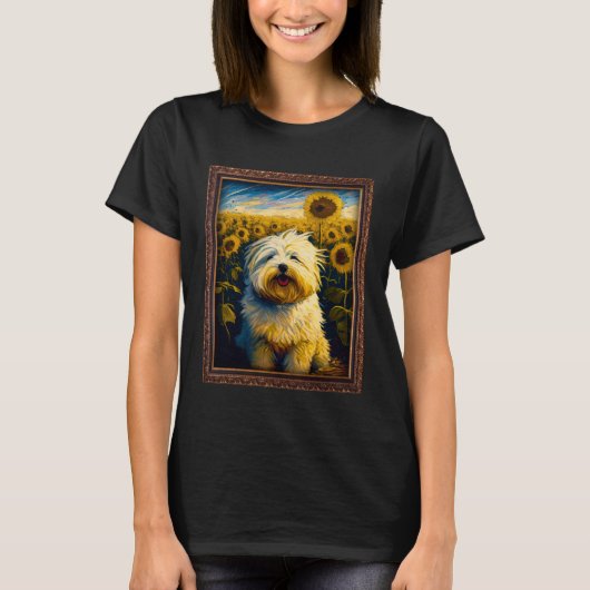 Coton De Tulear Painting Sunflower Flower Mom Wome Tシャツ (正面)