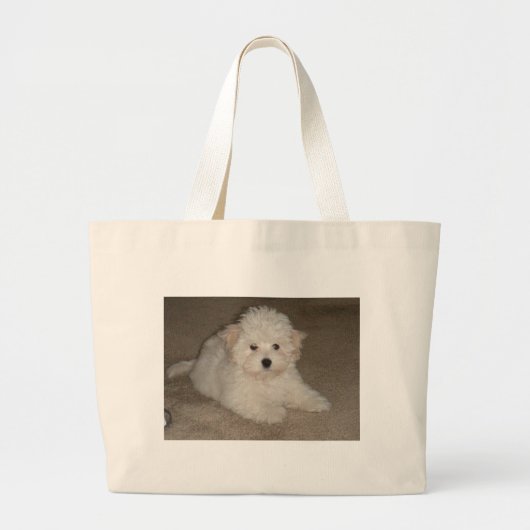 Coton_de_Tulear_puppy.png ラージトートバッグ (正面)