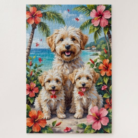 Coton de Tulear Tropical Garden Art ジグソーパズル (縦)