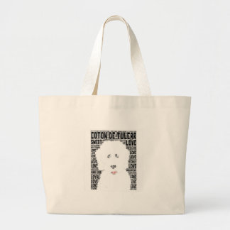 Coton de Tulear Wordの雲 ラージトートバッグ