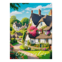Cotswolds England Travel Poster ポスター