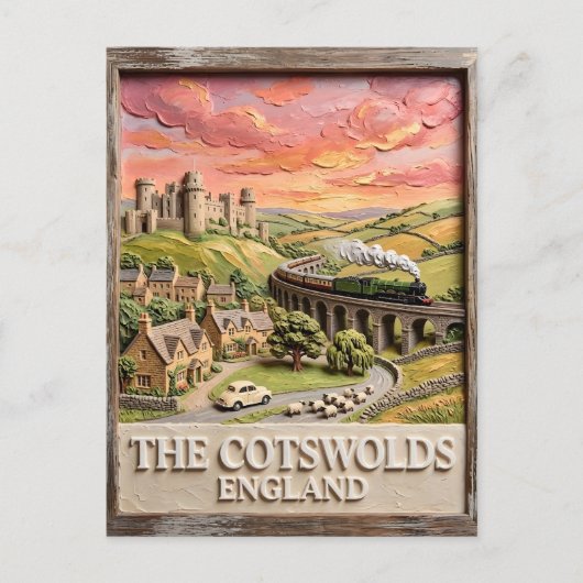 Cotswolds Steam Train Castle Countryside England ポストカード (正面)