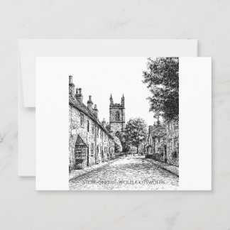 Cotswoles England、Stow-on-the-Wold Village Sketch ポストカード