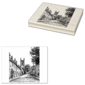 Cotswoles England、Stow-on-the-Wold Village Sketch ラバースタンプ (押印)