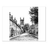 Cotswoles England、Stow-on-the-Wold Village Sketch ラバースタンプ (インプリント)