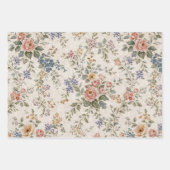 Cottage Blush Blue Floral Pattern ラッピングペーパーシート (正面3)