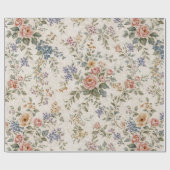 Cottage Blush Blue Floral Pattern ラッピングペーパー (フラット)