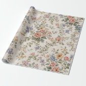 Cottage Blush Blue Floral Pattern ラッピングペーパー (アンロールド)