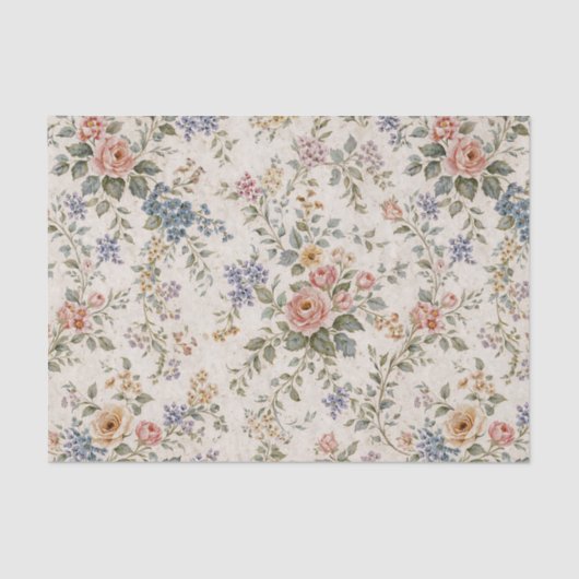 Cottage Blush Blue Floral Pattern 薄葉紙 (正面)