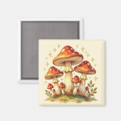 Cottage Core Vintage Mushrooms マグネット (正面/裏面)