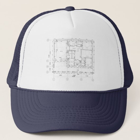 Cottage Floor Layout Blueprint Baseball Cap キャップ (正面)