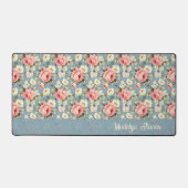 Cottage Floral Dusty Blue School & Office デスクマット (正面)