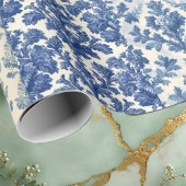 Cottage French Toile Heirloom Botanicals Collage  ラッピングペーパー