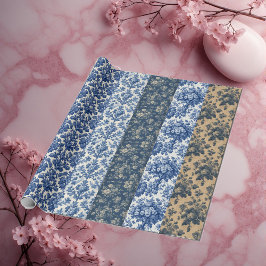 Cottage French Toile Heirloom Botanicals Collage  ラッピングペーパー