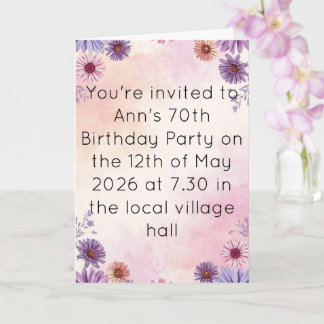 Cottage Garden 70th Birthday Floral Tea Party カード