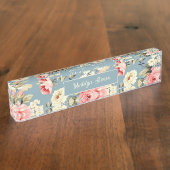 Cottage Garden Flowers Pattern Personalized デスクネームプレート (側面)