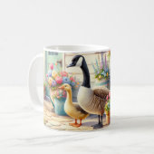 Cottage Garden Geese Spring Illustration コーヒーマグカップ (正面左)