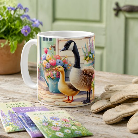 Cottage Garden Geese Spring Illustration コーヒーマグカップ