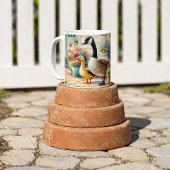 Cottage Garden Geese Spring Illustration コーヒーマグカップ