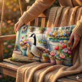 Cottage Garden Geese Spring Illustration ランバークッション