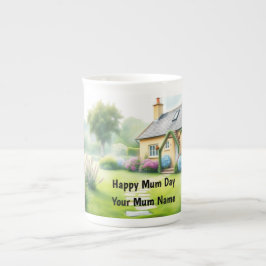 Cottage Garden Panorama Floral Personalized ボーンチャイナマグカップ