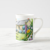 Cottage Garden Panorama Floral Personalized ボーンチャイナマグカップ (右)