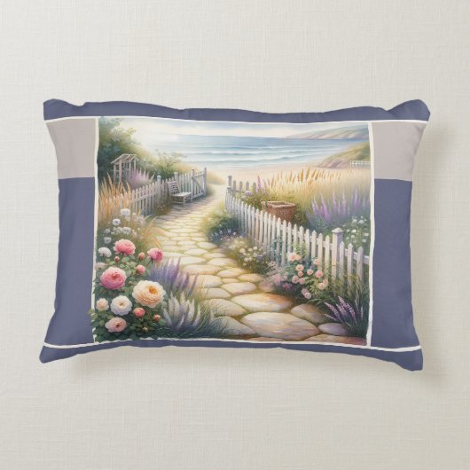Cottage Garden Path to the Sea アクセントクッション (裏面)