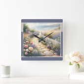 Cottage Garden Path to the Sea スクエア壁時計 (ホーム)