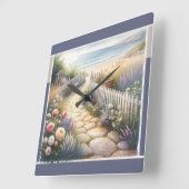 Cottage Garden Path to the Sea スクエア壁時計 (傾斜)