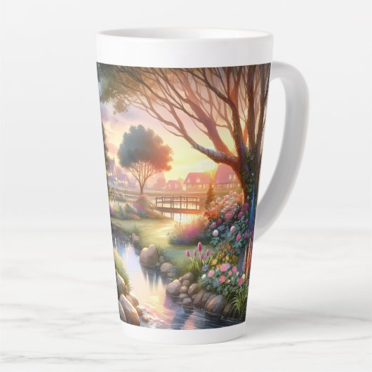 Cottage Garden Stream at Sunset カフェラテマグ (右アングル)