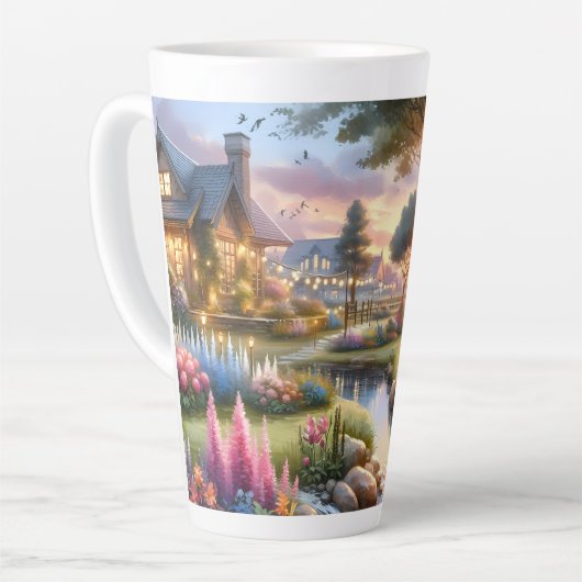 Cottage Garden Stream at Sunset カフェラテマグ (左アングル)