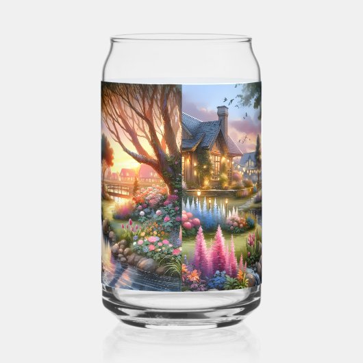 Cottage Garden Stream at Sunset ガラス缶 (左)