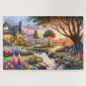 Cottage Garden Stream at Sunset ジグソーパズル (横)