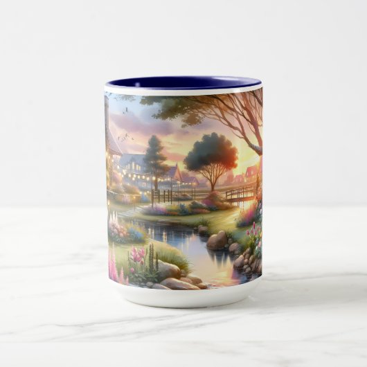 Cottage Garden Stream at Sunset マグカップ (中央)