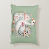 Cottage Goose Floral House Scene アクセントクッション (裏面(縦))