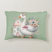Cottage Goose Floral House Scene アクセントクッション (裏面)