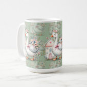 Cottage Goose Floral House Scene コーヒーマグカップ (正面左)