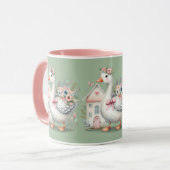 Cottage Goose Floral House Scene マグカップ (正面左)