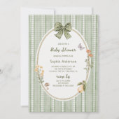 Cottage Green Bow Frame Baby Shower 招待状 (正面)