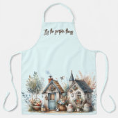 Cottage Haven Floral Homes Illustration エプロン (正面)