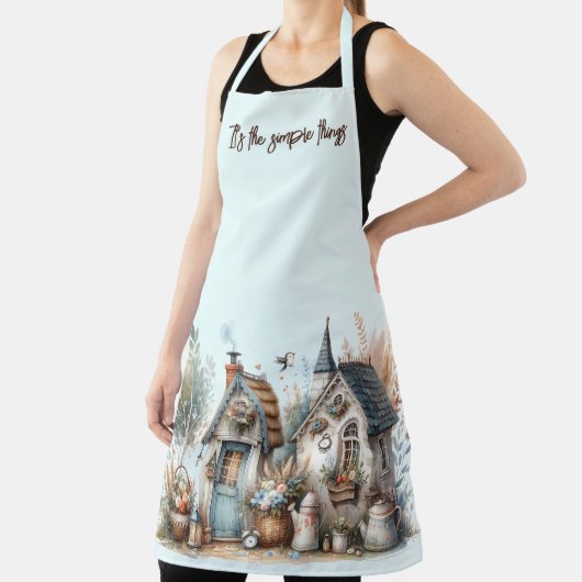 Cottage Haven Floral Homes Illustration エプロン (インサイチュ)