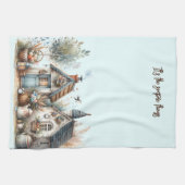 Cottage Haven Floral Homes Illustration キッチンタオル (横)