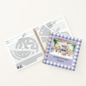 Cottage Kitchen Navy Blue Gingham Family Recipe ノートブック (内部)