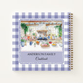 Cottage Kitchen Navy Blue Gingham Family Recipe ノートブック (裏面)