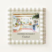 Cottage Kitchen Olive Green Gingham Family Recipe ノートブック (裏面)