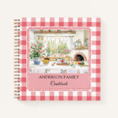Cottage Kitchen Red Gingham Pattern Family Recipe ノートブック (正面)