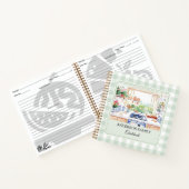 Cottage Kitchen Soft Green Gingham Family Recipe ノートブック (内部)