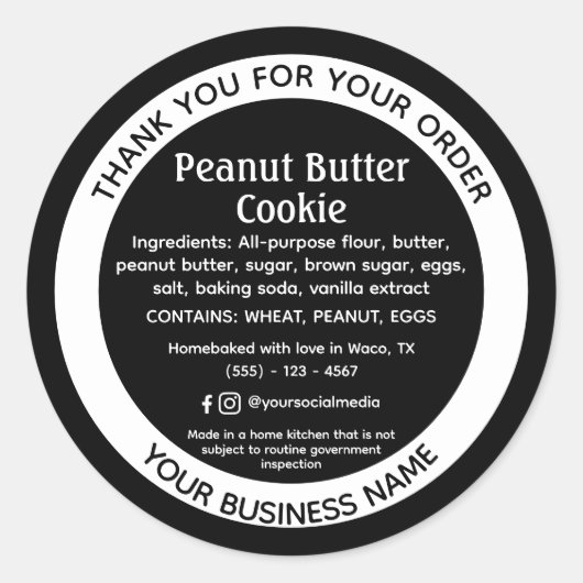 Cottage Law Food Ingredient Contact Detail Sticker ラウンドシール (正面)