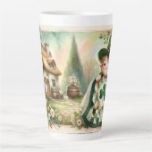 Cottage Leprechaun Patchwork Quilt Scene カフェラテマグ (正面)
